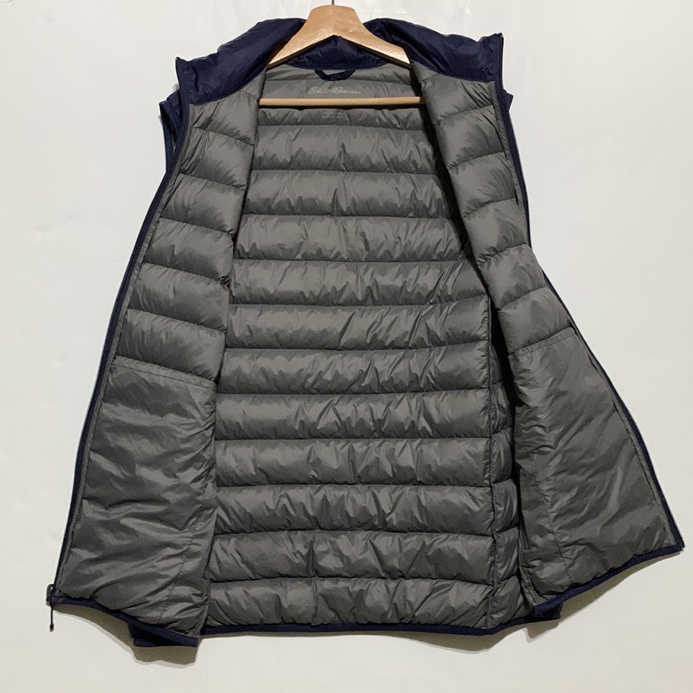 Eddie Bauer Mens Large Puffer Down Fill Vest Jacket Navy Blue - Picture 6 of 8